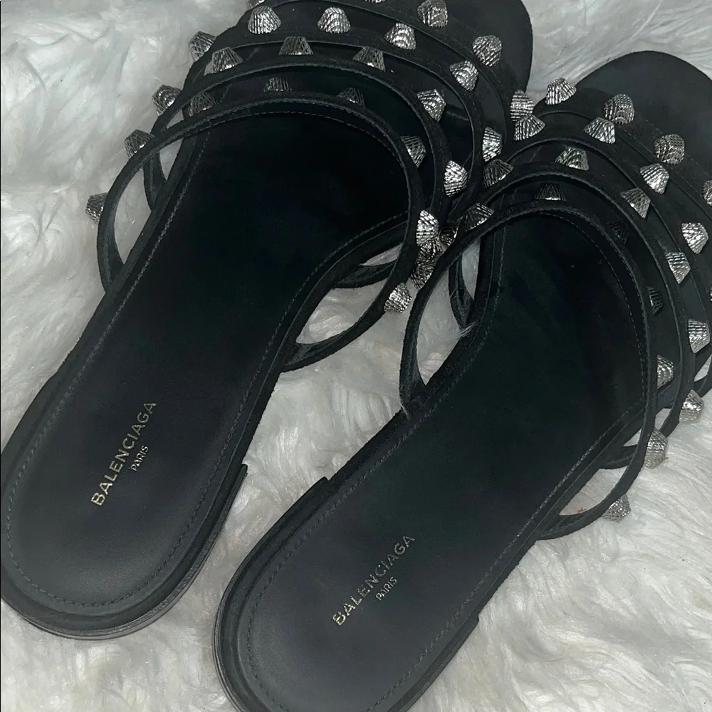 Balenciaga Black and Silver Studded Sandals - Picture 1 of 8